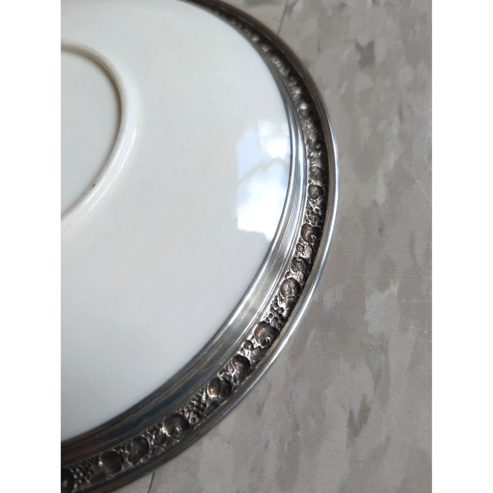 Lenox Rose Porcelain Plate Wallace Sterling Silver 30s 4178 Vintage Floral 8.5in